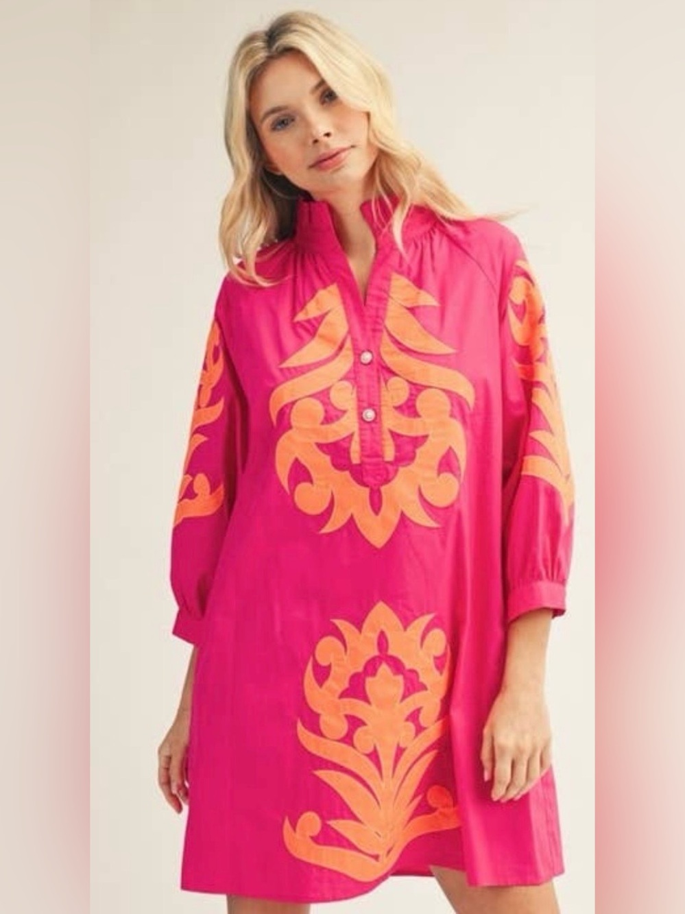 Jodifl appliqué dress, pink & orange, medium, worn twice